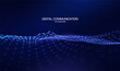 © Shanvood - Digital technology data with background network abstract for business communication future. Vector flow science with blue computer futuristic for ai connect line. Tech connection digital.