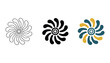 © rubel.graphics - Abstract floral turbine fan blade icon set with circular geometric patterns in outline and solid vector designs for industrial engineering and renewable energy technology visual assets