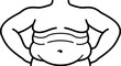 © Muhammad - A black and white vector image featuring a simple linear outline of a human stomach with excess belly fat