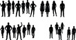 © Hello World - Collection of Human Silhouette Figures in Various Standing Poses Isolated on Light Background