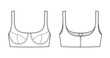 © aiven studio - Structured Scoop Neck Bra Top Technical Fashion Illustration. Women Bralette Vector Template. Front and Back View. Underwire Cups. Front Zipper Closure. Wide Straps. Minimal Design. CAD Mockup Set.
