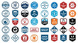 © shumix - Winter weather warning icons, 40 blizzard and extreme cold emergency badges, snowstorm safety alert signs, flat vector weather symbols