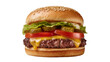© Ioana - Isolated classic cheeseburger with fresh ingredients and sesame seed bun, stacked and ready to eat