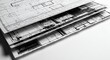 © Alisa - Architectural Blueprints Stacked, Technical Drawings, Construction Plans, Engineering Design