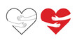 © Mobarok Hossen Munna - Heart with Arms Hugging icon vector illustration for love passion romance symbol, affectionate hug clipart and emotional caring design collection.