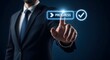 ©  Holo Pixel Studio - Businessman marking checklist with loading progress bar project completion and success concept