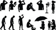 © RUMA AKTHER - People cooling down in hot weather vector icons isolated on white background, Vector