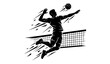 © MstAsia - Dynamic volleyball athlete silhouette vector illustration isolated on white background