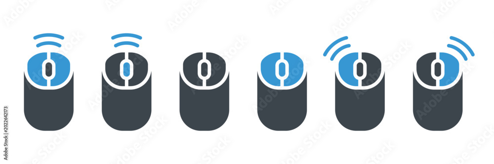Computer mouse icon set. Left, right click, scroll wheel, and button ...