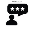 © Crea Vector Designer - customer review icon with three stars in speech bubble black silhouette