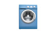 © Adrian - Blue front-loading washing machine with chrome accents, isolated on transparent background