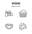 © Farahim - hygiene outline icon set. thin line cosmetics, laundry basket, underwear, lather icons. editable vector