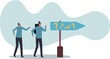 © Nadia - Doubt, unsure or uncertainty, decision to go right way, confusion,business concept.flat character. human life and situation.vector illustration.