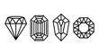 © Noro - Set of diamond cuts and gemstone shapes line art with precious stone, gemstone