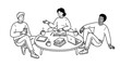 © Story - Three people sitting around a table.