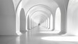 © muhamad - Endless, modern white arched hallway with bright light and shadows, creating a minimalist tunnel