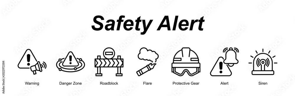 Safety Alert web banner icon concept for with icon of Warning, Danger ...