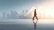 © buraratn - Businessman Walking Towards a Bright Future with a Growing Graph Trend Reflecting Financial Success and Progress in a Modern Urban Environment