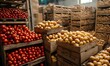 © dewpra - Agricultural warehouse featuring harvested tomatoes and potatoes in wooden crates