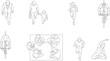 © Miraz - Top view architectural scale figures of people walking running cycling and sitting in minimalist line art vector style for site plans