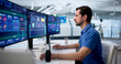 © Andrey Popov - Experienced Engineer Monitors Modern SCADA System