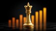 © buraratn - Gold Chess King Piece with Rising Bar Graph Background Representing Strategy, Competition, Success, and Growth in Business or Games