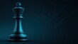 © buraratn - Elegant black and blue chess king piece on dark background with abstract lines, symbolizing strategy, leadership, and competition in gaming and business