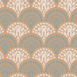 © ElenaDoroshArt - Boho Decorative Fan Ornament Seamless Pattern. Elegant repeating fan shaped ornaments arranged in a delicate symmetrical layout. Great for fabric, wallpaper, home decor, and bohemian inspi
