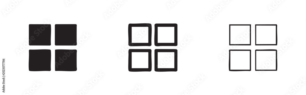 Grid and menu applications icon set for user interfaces and dashboards ...