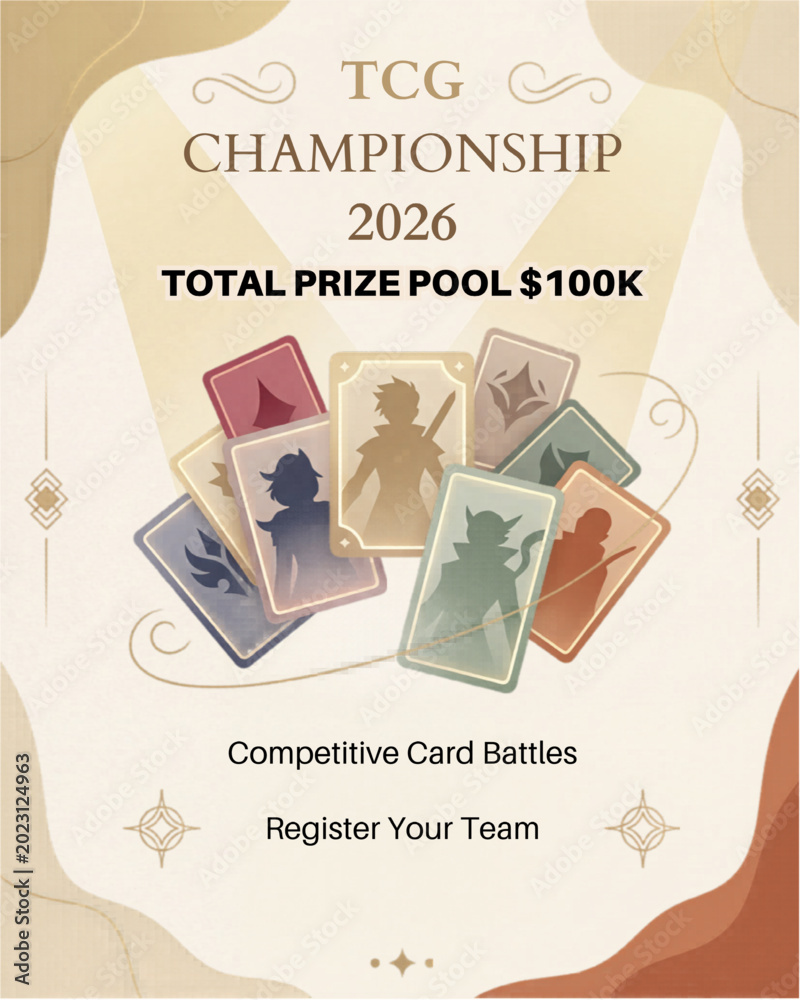 Trading card game championship 2026 promotional poster template with ...