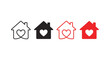 © zrgraphicstore - House with heart icon set representing home, love, and family in outline, solid, and colored styles