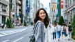© DS - young woman walking in the city steadicam