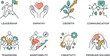 © Postnest - Business soft skills and emotional intelligence vector icons set for leadership empathy growth communication teamwork adaptability creativity and problem solving