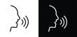 © Ibrahim Creative420 - speaking face line drawing with sound waves black and white illustration