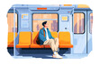 © Ira - Young caucasian male on subway train in casual attire
