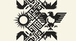 © Nurfadilah - geometric pattern depicting a stylized eagle and sun symbol evoking ancient aztec indigenous art and cultural heritage