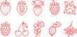 © Sadhin - Collection of colorful berries and fruits line art vector.