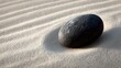 © StudioFF - Black Zen Stone on Raked Sand / 目が引かれた白砂の上の黒い禅石