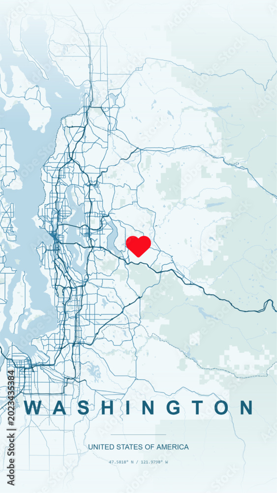 Washington State Map Infographic Modern minimalist vector map of Washington State, USA. High-quality ...
