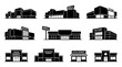 © MDSOBUJ - Modern Commercial Building and Shopping Mall Collection with Retail Storefront, Market, and Urban Business Architecture Vector Design