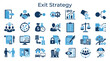 © Iconique Studio - Exit Strategy Business Planning Icons Showing Company Growth Investment Finance Legal and Partnership Concepts