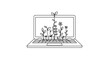 © leni - Laptop with Growing Plants and Flowers Line Art Illustration