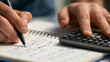 © Visual Studio - Efficient Study & Work: Closeup of Notebook, Calculator, Pen, and Documents in Organized Workspace for Education & Business Planning