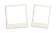 © riazul - Two vintage blank photo frames polaroid style isolated on transparent background mockup.