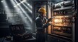 © intan - Electrician Repairing Electrical Panel in Industrial Facility