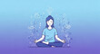 © Kucing - Woman meditating in lotus pose with abstract energy flow.