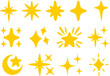 © Mahalili - Golden Sparkle and Star Shapes Set – Shiny Twinkle Decorative Vector Icons