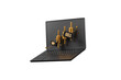© Theeraphat - 3d laptop stock trading icon. online investment chart concept. black laptop with gold candlestick graph, buy and sell labels. isolated on white transparent background. 3d render.