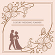 © dddd - Luxury wedding planner service card design with bride and groom silhouette
