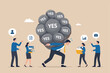 © Hanufa - Stop always saying yes and accept all work or project causing overworked or too much responsibility, busy tried businessman carrying heavy burden the word yes he accepted to help other colleagues